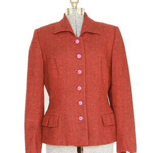 40's dark red tweed Jacket - small/medium - made in Britain